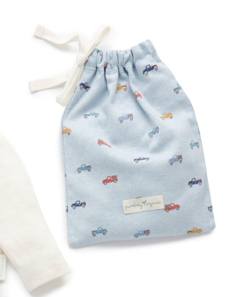 purebaby Purebaby 2 Pack Bodysuit Gift Pack Woodland Truck Print