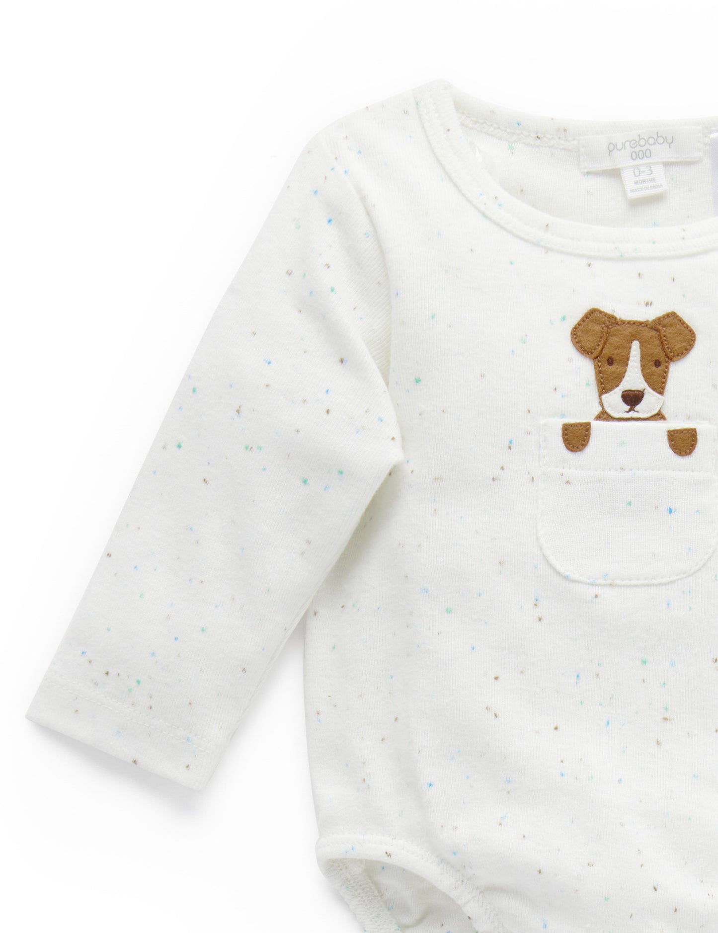 Purebaby Pure Baby Puppy L/Slv Bodysuit PN1050S21