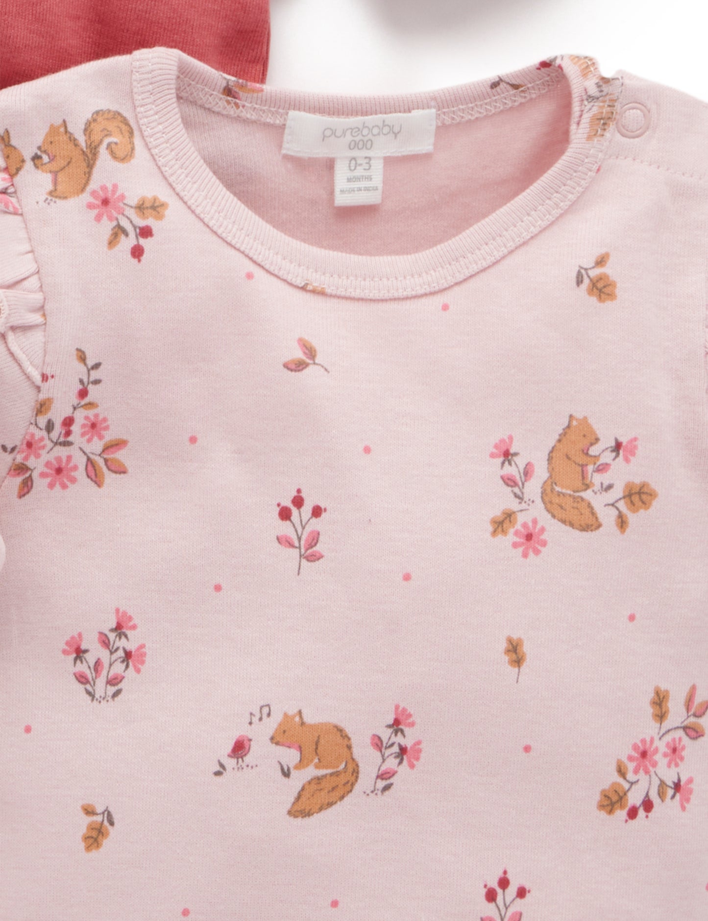 purebaby ピュアベビー 2 Pack Bodysuit Gift Pack Acorn Gathering Print