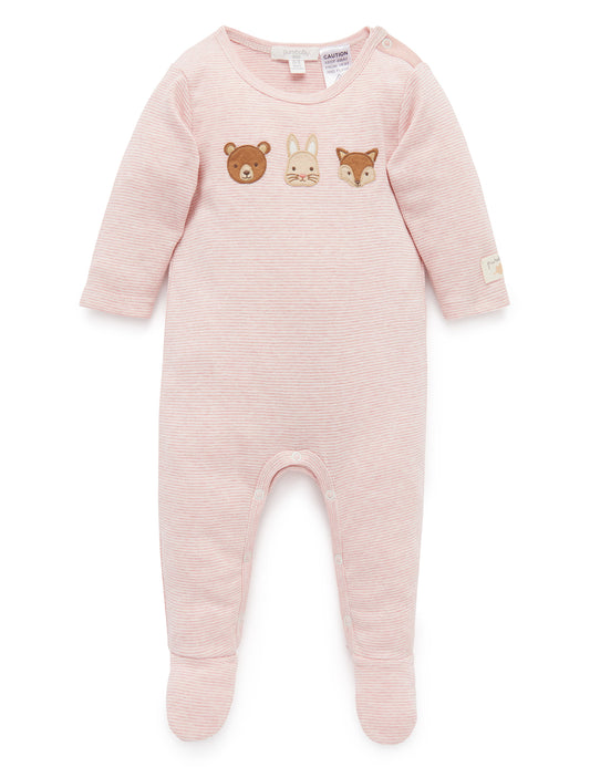 purebaby purebaby Woodland friends growsuit Wild rose melange stripe