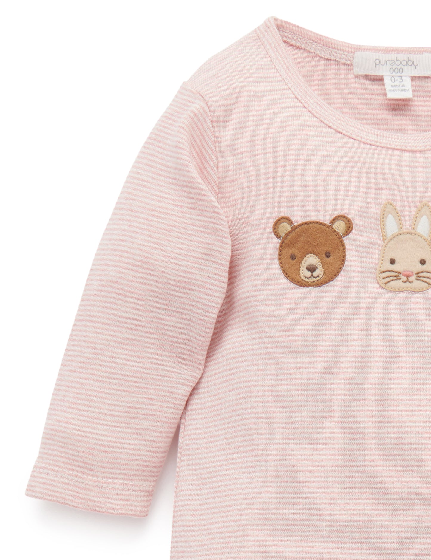 purebaby ピュアベビー Woodland friends growsuit Wild rose melange stripe