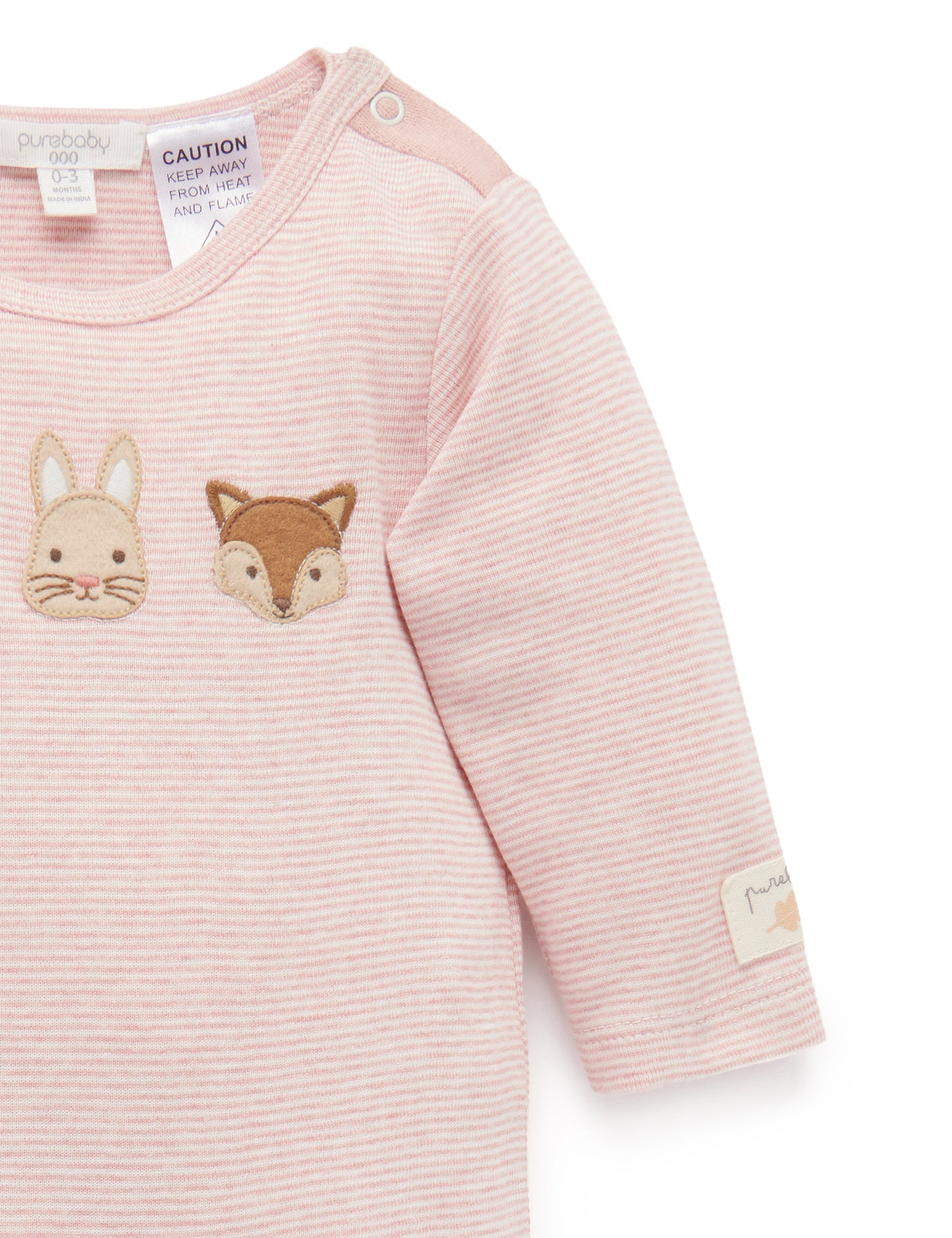 purebaby ピュアベビー Woodland friends growsuit Wild rose melange stripe