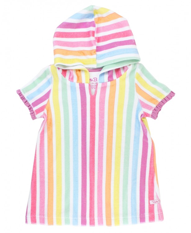 RuffleButts Rainbow Dream Stripe Ruffle Terry Cover-Up