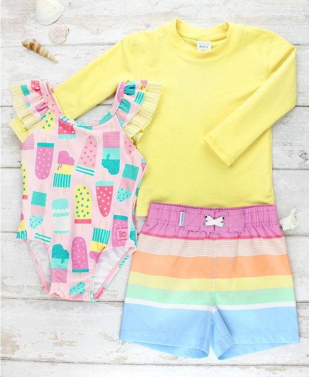 RuggedButts Rainbow Multi-Stripe Swim Trunks