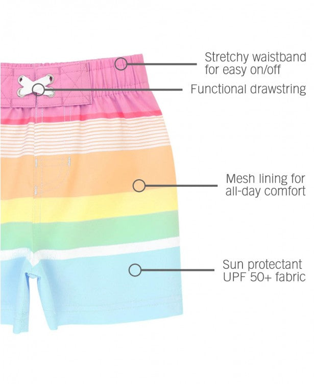 RuggedButts Rainbow Multi-Stripe Swim Trunks