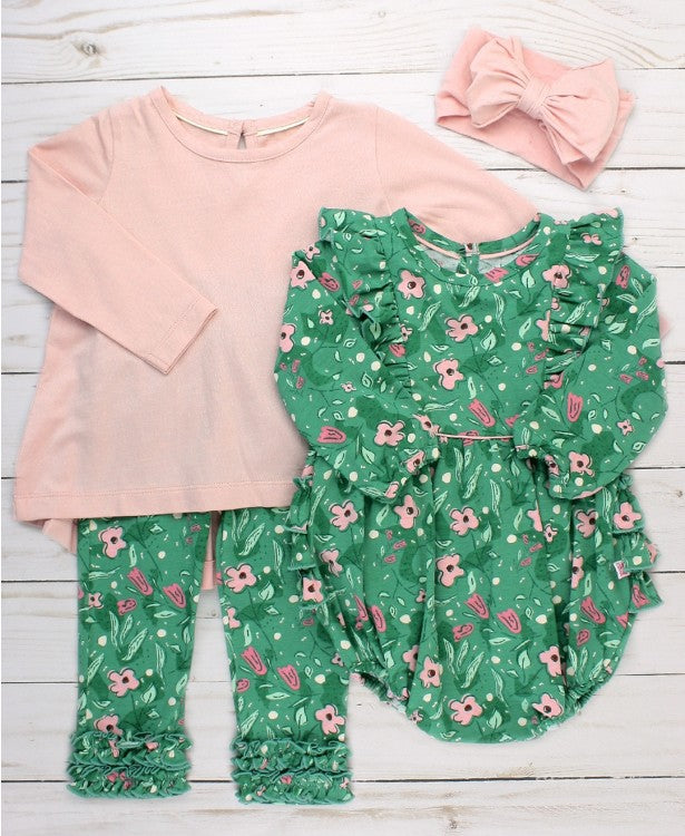 Ruffle Butts Ballet Pink Long Sleeve Bow-Back Top