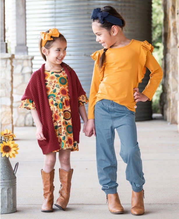 Ruffle Butts Light wash Denim Ruffle Jogger Pants