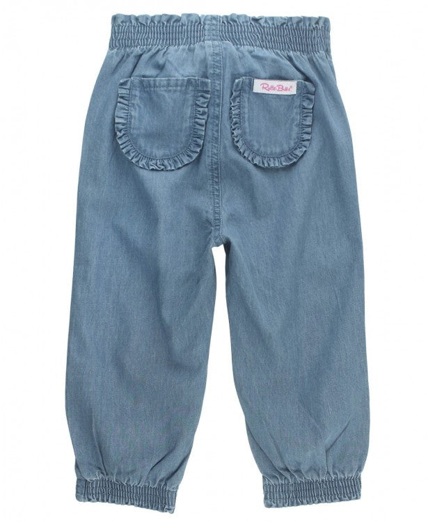 Ruffle Butts Light wash Denim Ruffle Jogger Pants