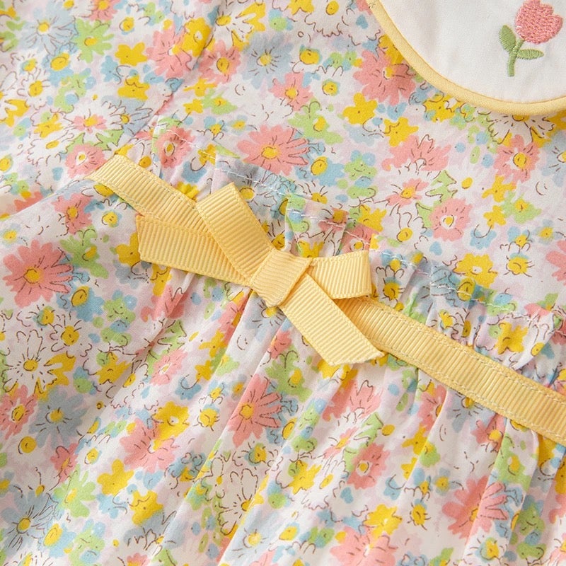 dave&bella Dave Bella Tulip embroidery collar yellow floral dress DB1221058