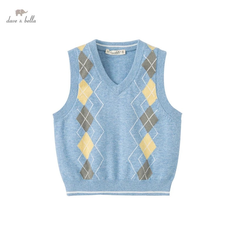 dave&bella Dave Bella Argyle Design Blue Vest DB1220676