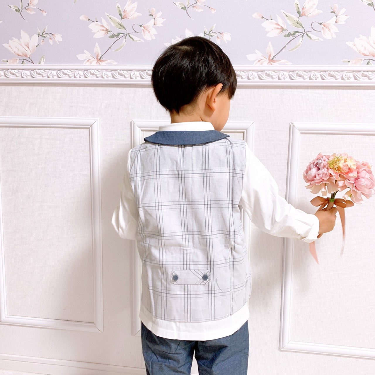 dave&bella Dave Bella Gray Check Vest Docking Dress Setup DB1220611