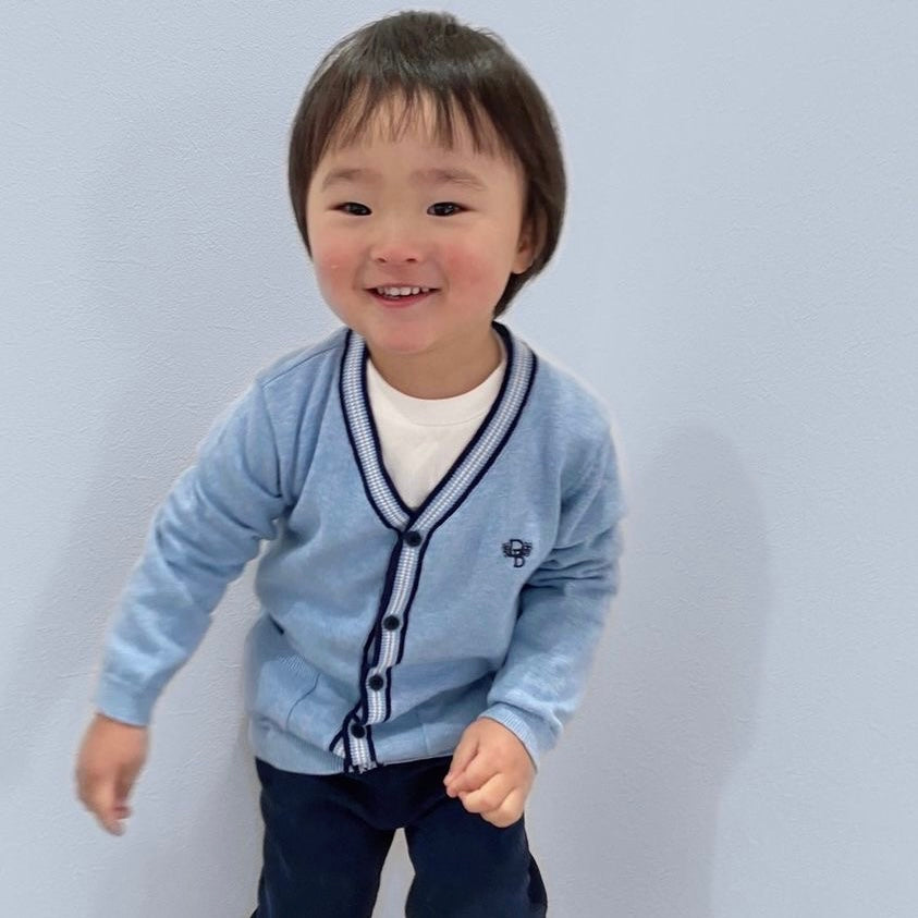 dave&bella Dave Bella logo embroidery blue cardigan DB1220674