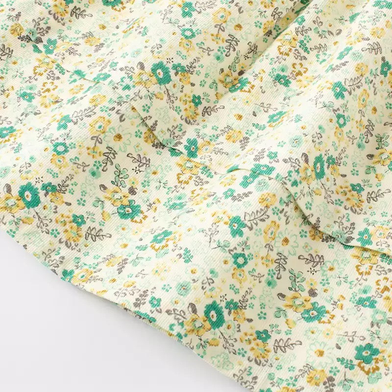 dave&bella デイブベラ ポシェット付きグリーンイエローフローラルワンピース DB3222705 90cm