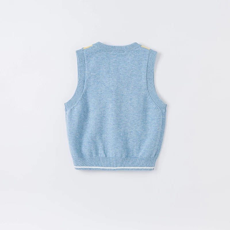 dave&bella Dave Bella Argyle Design Blue Vest DB1220676