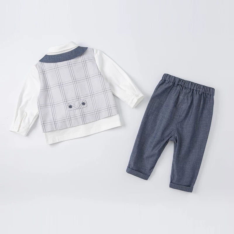 dave&bella Dave Bella Gray Check Vest Docking Dress Setup DB1220611