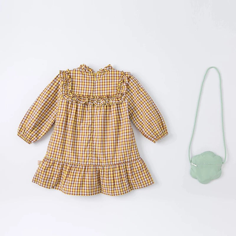 dave&bella Yellow check dress with pochette DB1221161 100cm