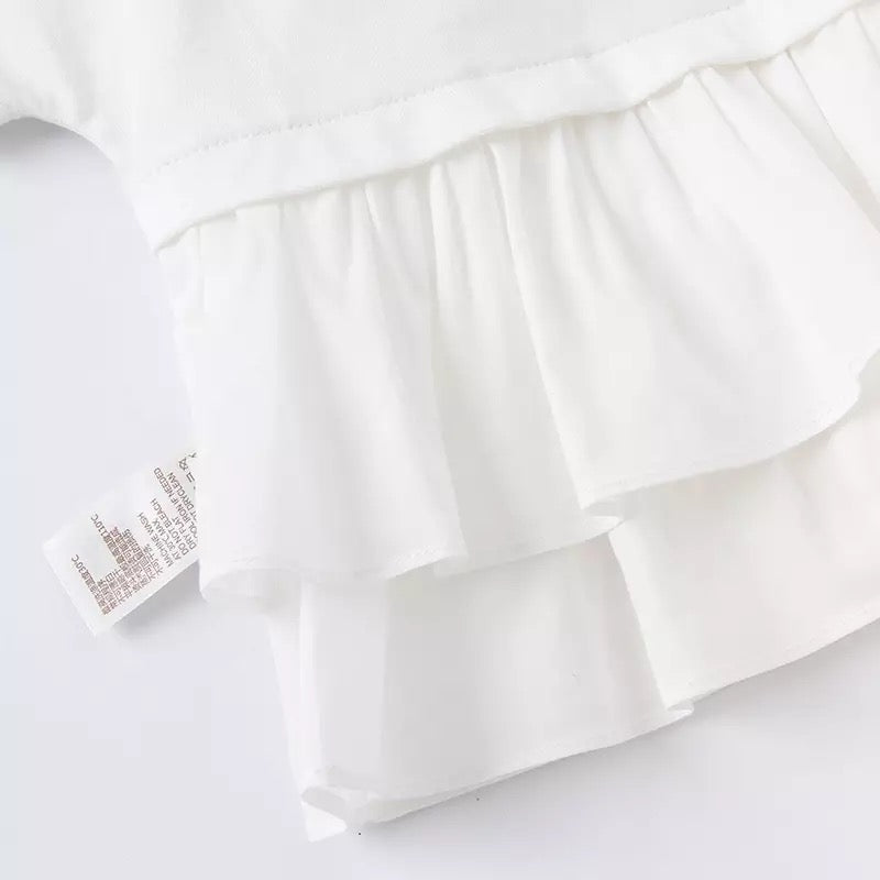 dave&bella デイブベラ バックフリルシェルタツノオトシゴトップス&オレンジパンツセット