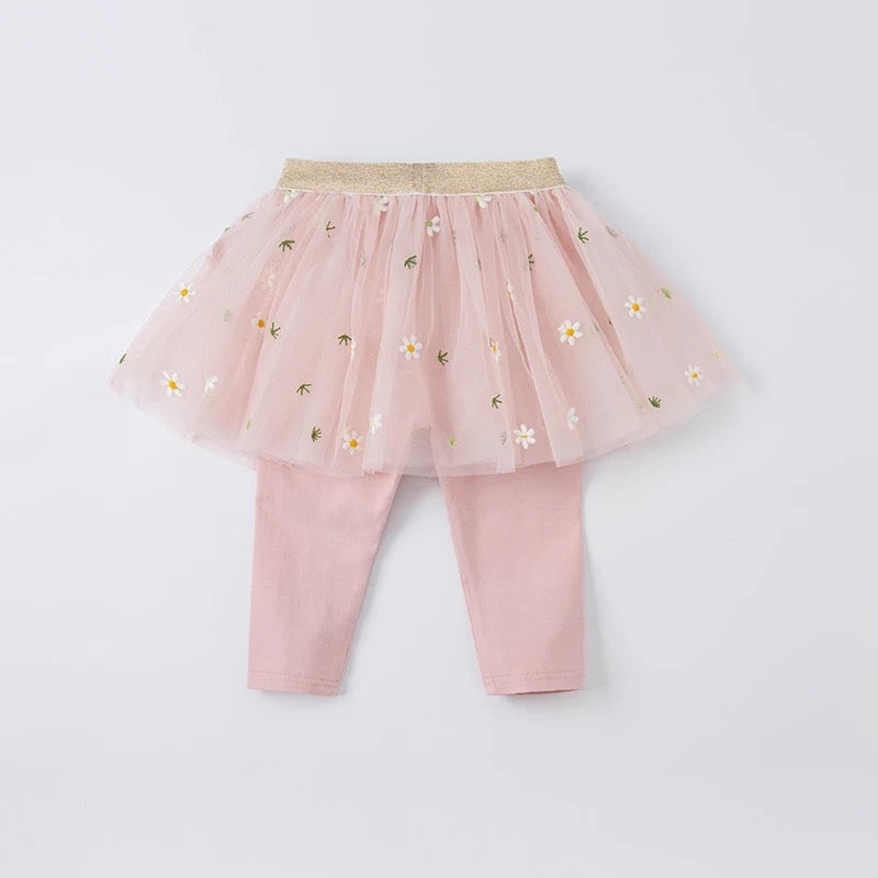 dave&bella Dave Bella Flower Embroidery Tulle Skirt Leggings DB1220797