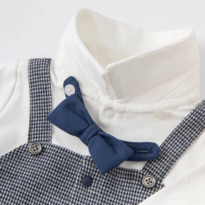 dave&bella Dave Bella Bear-chan point dress-up romper with bowtie DB1221137