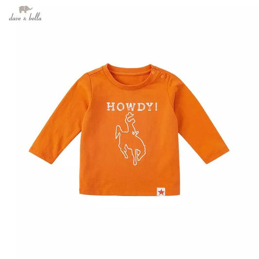 dave&bella Dave Bella HOWDY!Orange long T-shirt 24M
