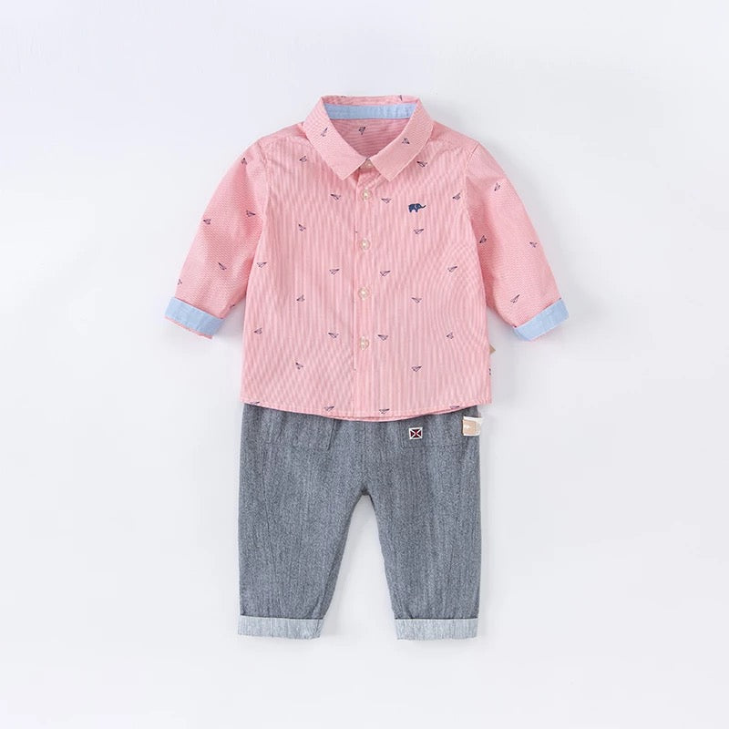 dave&bella Dave Bella Paper Plane Design Red Stripe Shirt DB1220683