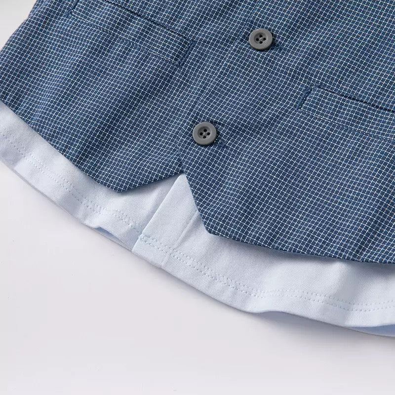 dave&bella Dave Bella blue vest docking shirt setup with bowtie DB1221148