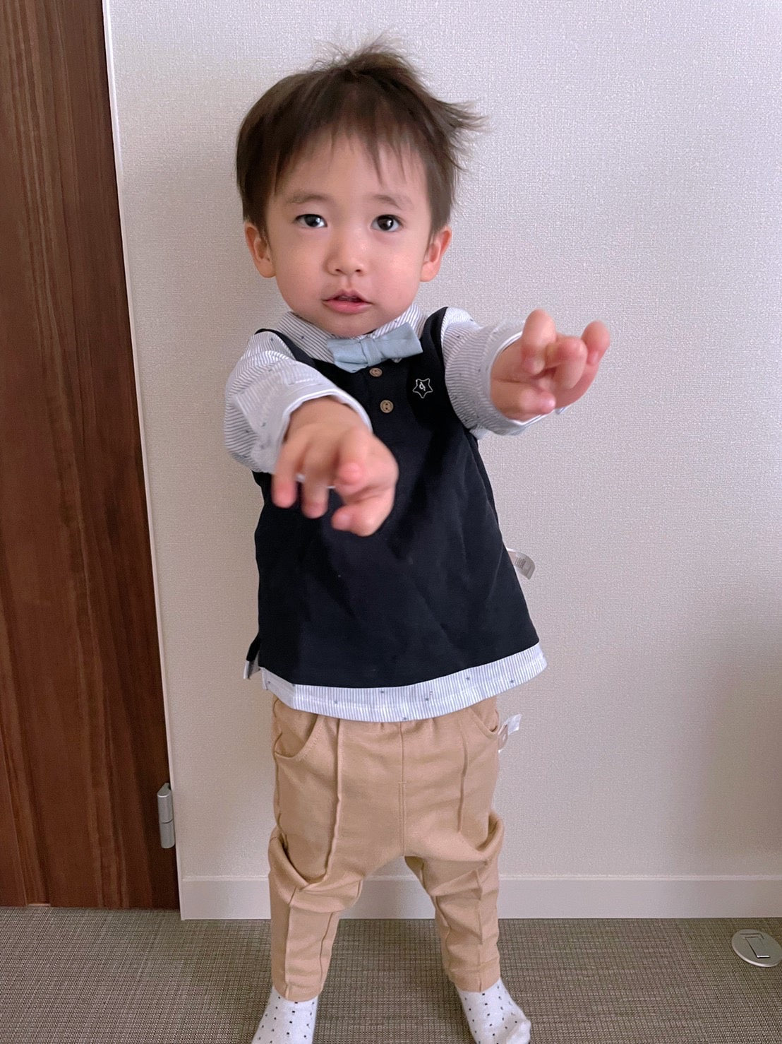 dave&bella デイブベラ ボウタイ付きベストドッキングスターシャツセットアップ DB1220642