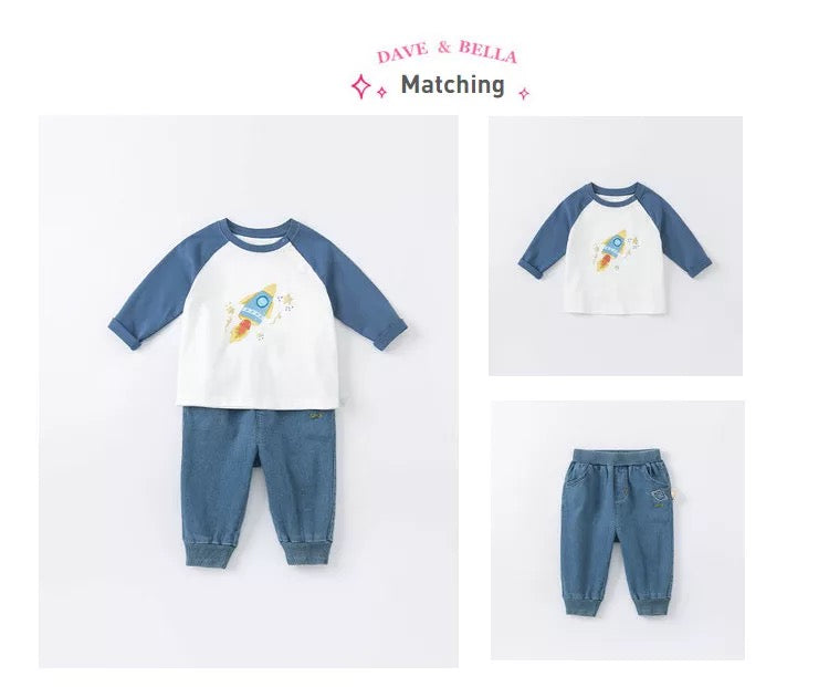 【80cm last one】dave&bella  デイブベラ  ロケットデザインラグランロンT