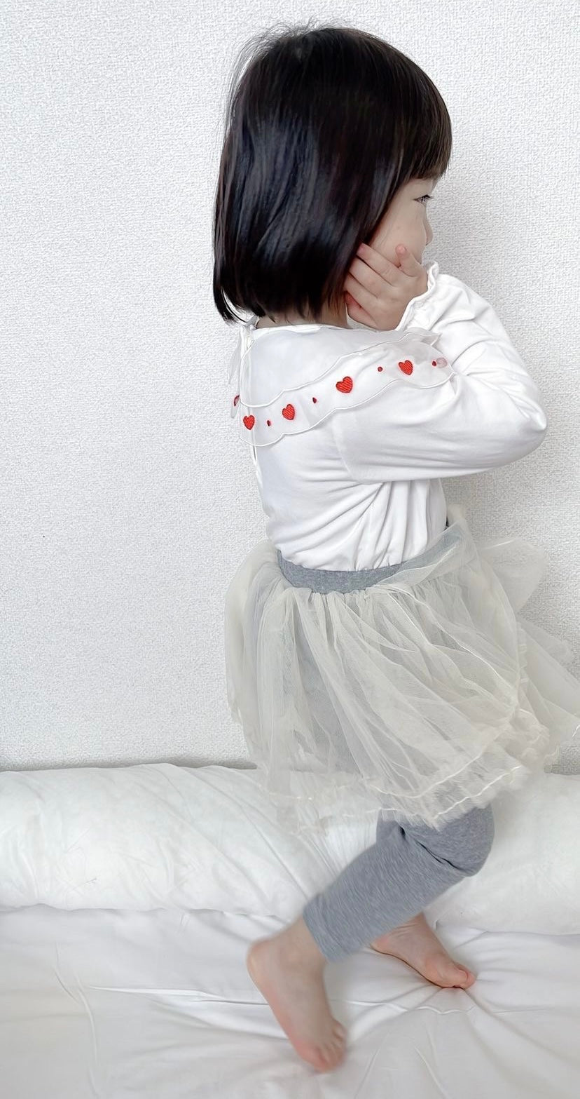 dave&bella Dave Bella heart embroidery double collar blouse DB1220891