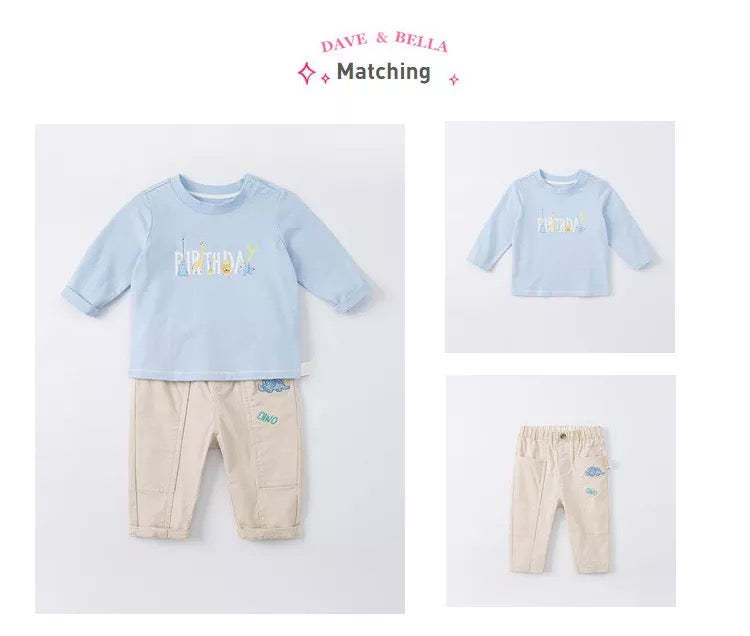 dave&bella Dave Bella Triceratops embroidery pants DB1220441