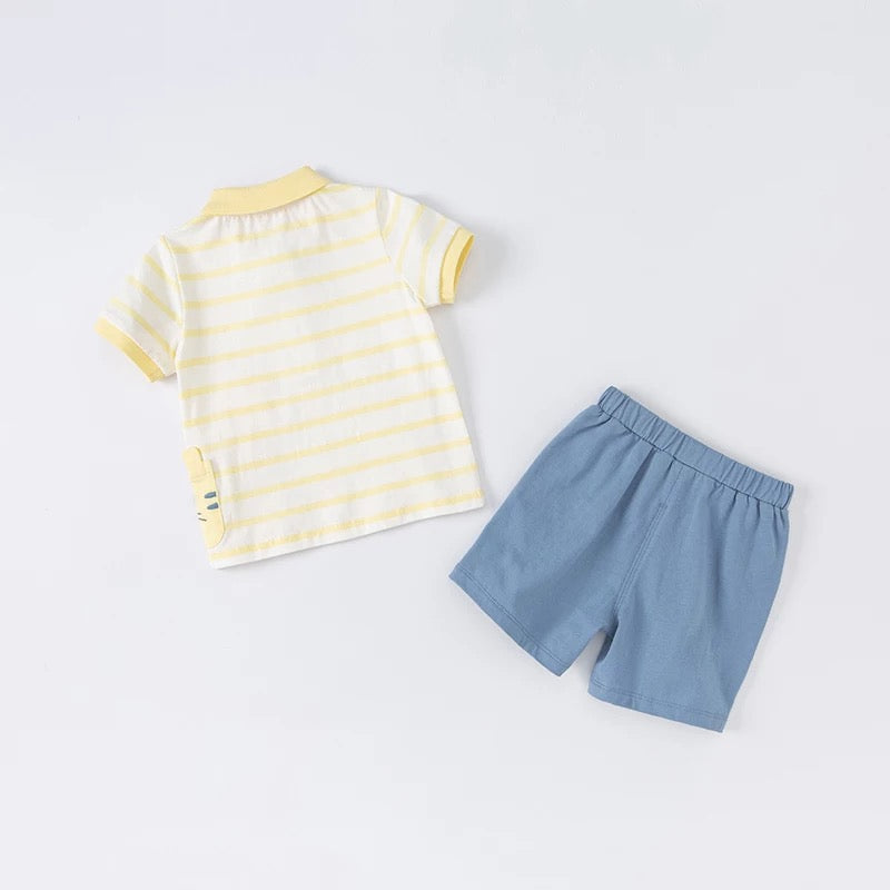 dave&bella デイブベラ タイガーポケットイエローボーダーポロシャツセットアップ DB2221392 90cm