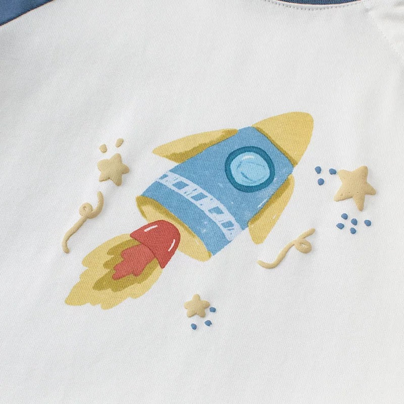 【80cm last one】dave&bella  デイブベラ  ロケットデザインラグランロンT