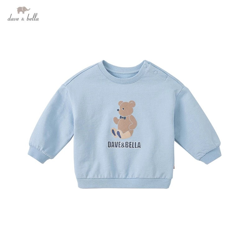 dave&bella デイブベラ テディベアイラストライトブルートレーナー DB1220835-1