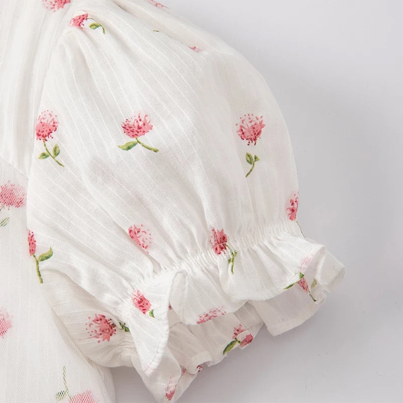 【80cm last one】dave&bella デイブベラ フラワーデザインスモッキングワンピース DB2221628