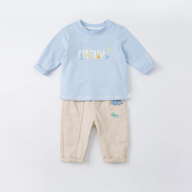 dave&bella Dave Bella Triceratops embroidery pants DB1220441