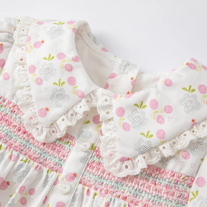 dave&bella デイブベラ ピンクフローラルスモッキングトップスセットアップ DB1221065