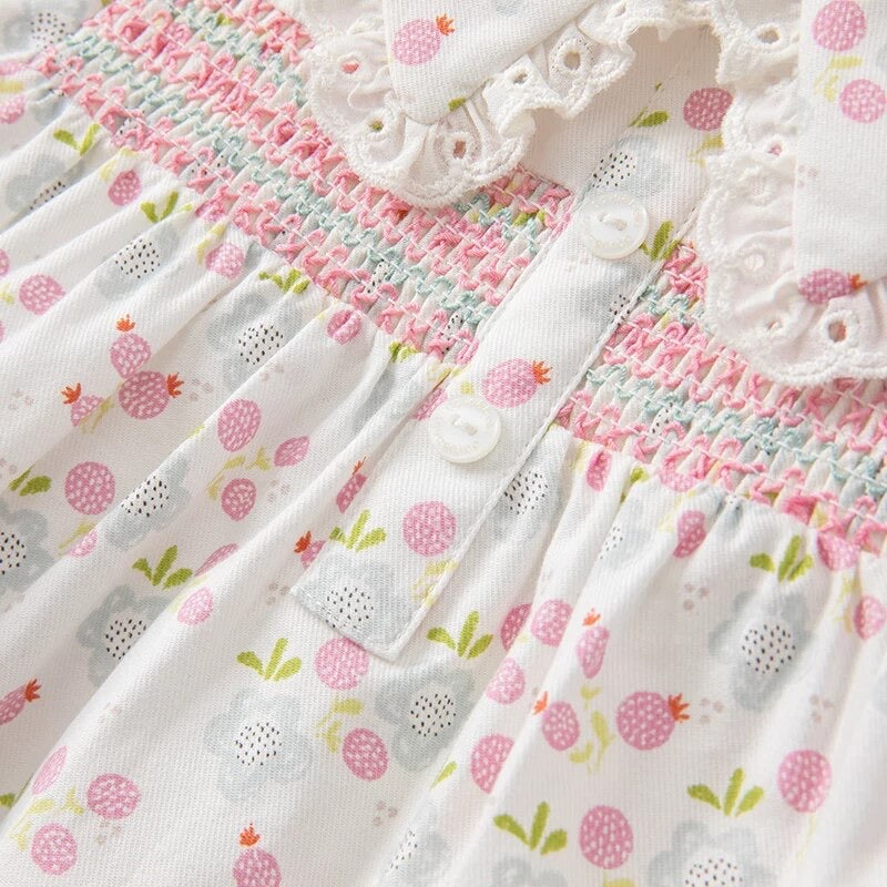 dave&bella デイブベラ ピンクフローラルスモッキングトップスセットアップ DB1221065