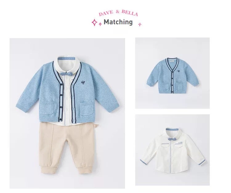 dave&bella Dave Bella logo embroidery blue cardigan DB1220674