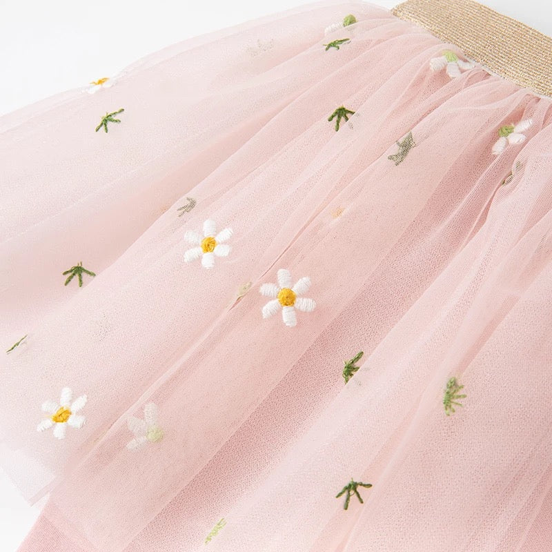 dave&bella Dave Bella Flower Embroidery Tulle Skirt Leggings DB1220797