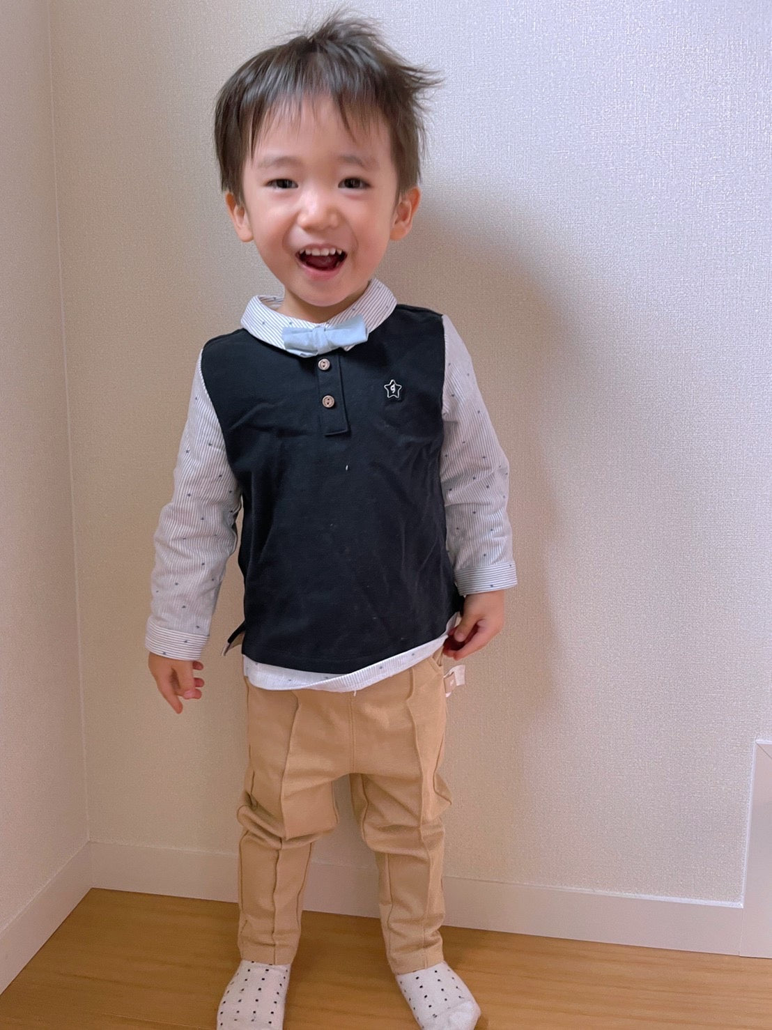 dave&bella デイブベラ ボウタイ付きベストドッキングスターシャツセットアップ DB1220642