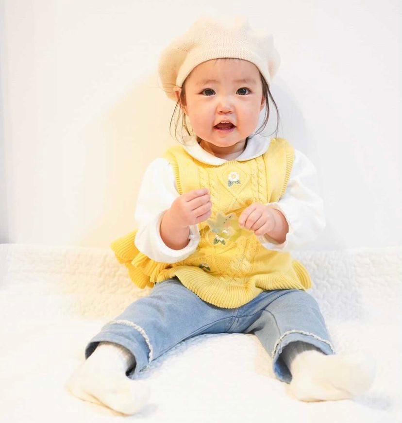 dave&bella デイブベラ フラワー刺繍イエローベスト DB1221228