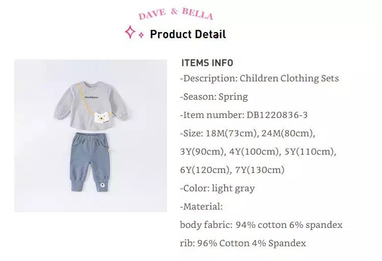 dave&bella Dave Bella Bear Pochette Design Setup DB1220836-3