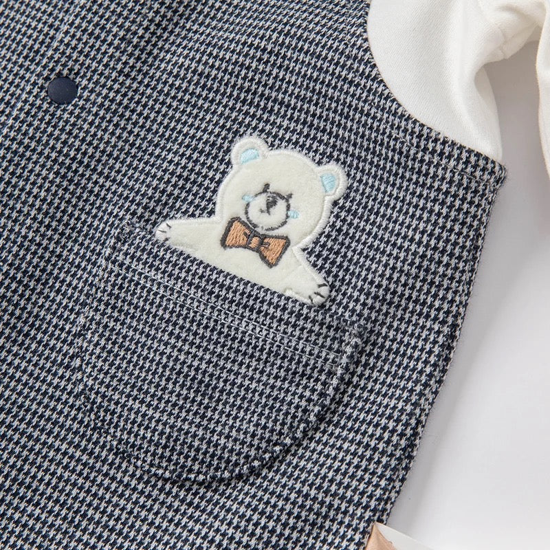 dave&bella Dave Bella Bear-chan point dress-up romper with bowtie DB1221137