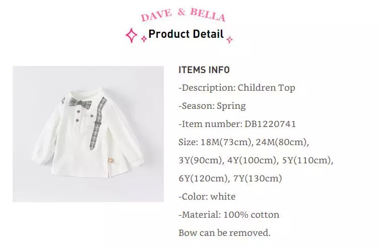 dave&bella Suspender design long T with bowtie DB1220741