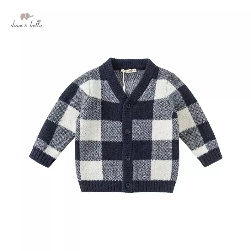dave&bella Dave Bella Navy Block Check Cardigan 24M