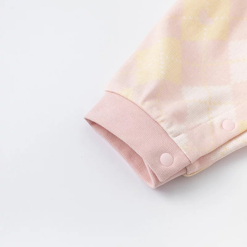 dave&bella Dave Bella fluffy bunny pink argyle romper