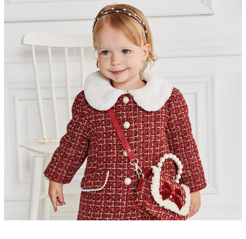 dave&bella デイブベラ レッドツイード中綿コート DB4224277