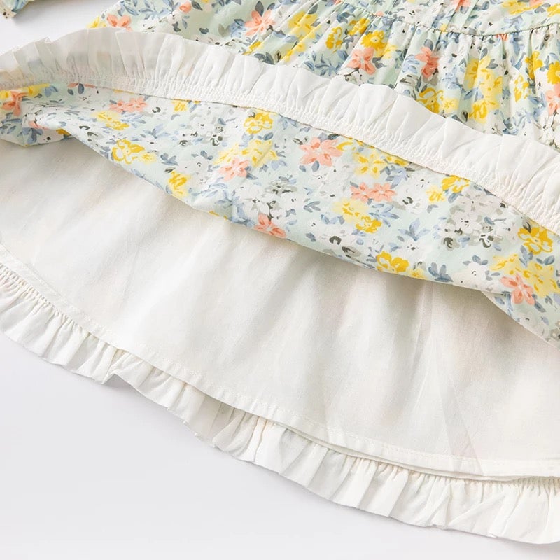 dave&bella Dave Bella Flower embroidery collar yellow green floral dress DB1220800