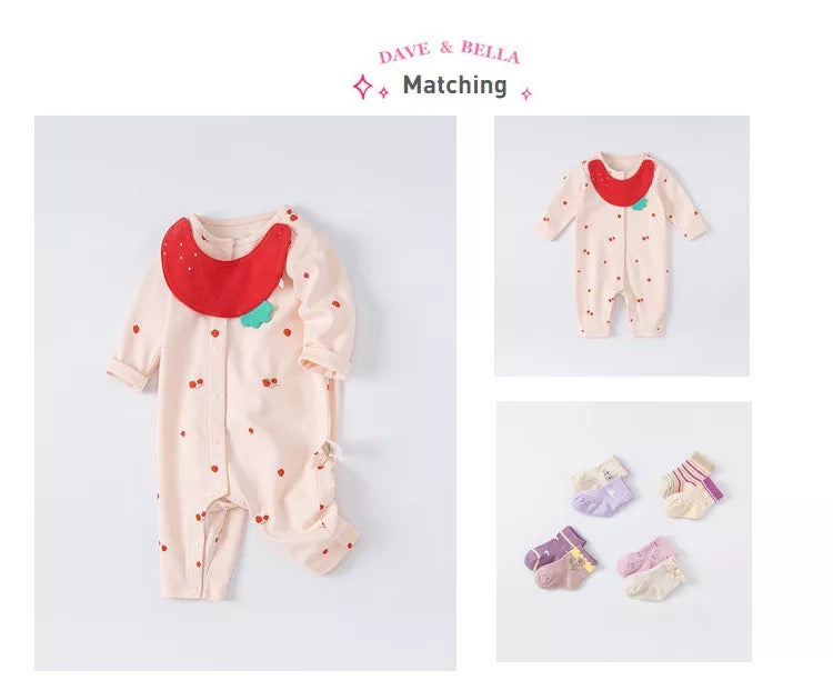 dave&bella デイブベラ スタイ付きいちごデザインロンパース DB1221170 59cm