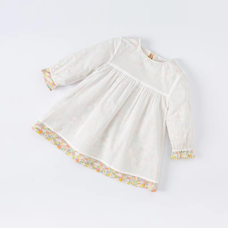 dave&bella Dave Bella Tulip embroidery collar yellow floral dress DB1221058